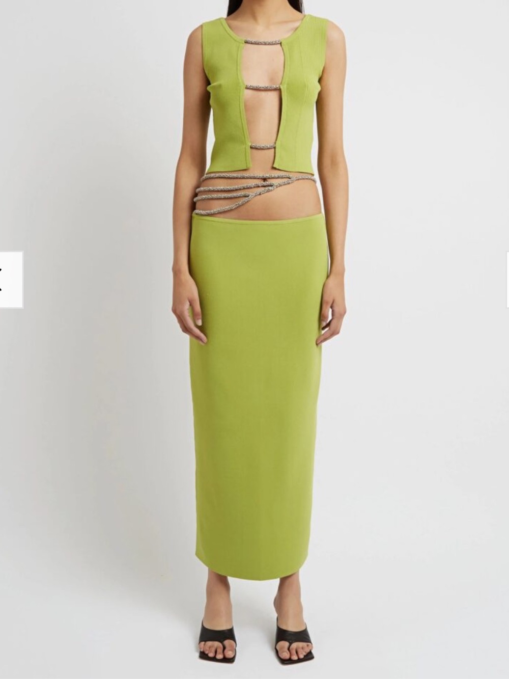 Christopher Esber Crystal Lattice Knit Skirt in Apple
